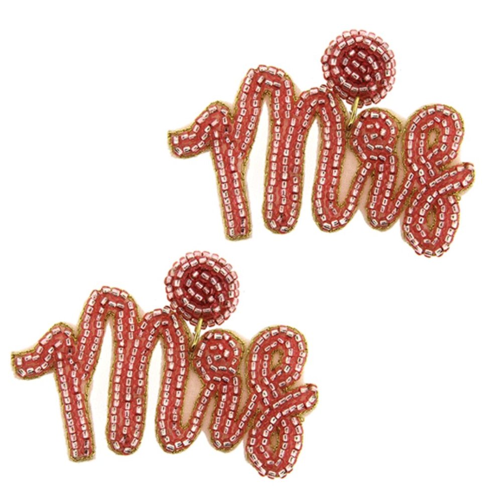Mrs. Pink Beaded Earrings